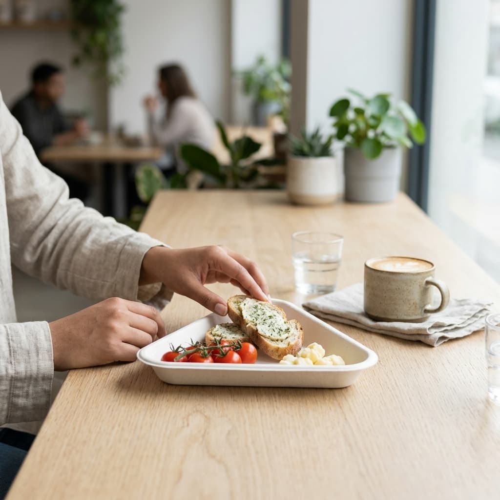 5 inch Triangle Plate - eco-friendly bagasse disposable tableware (2)