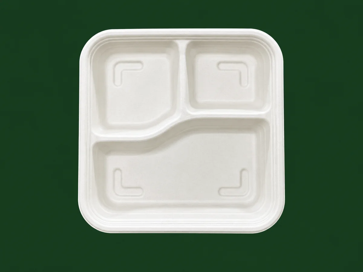 3 Compartment Square Meal Tray
