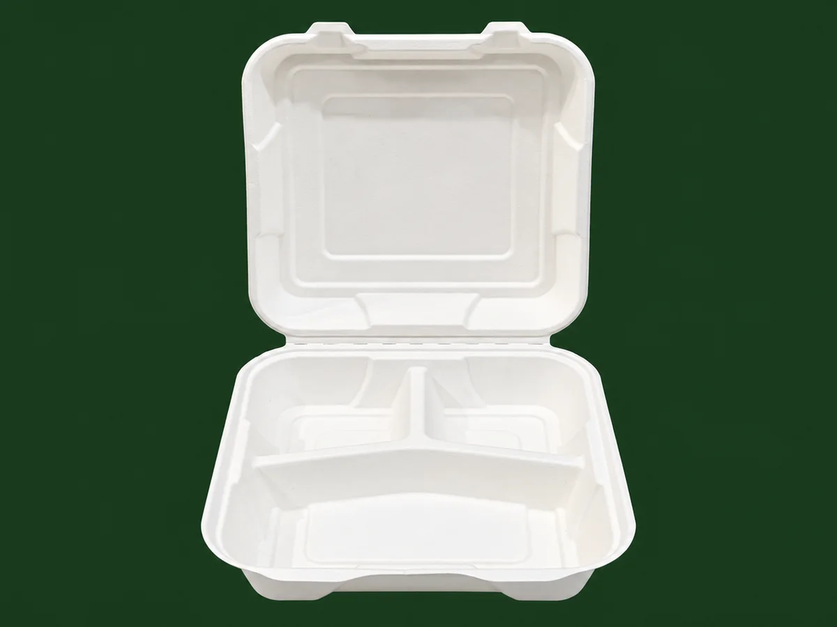 9 × 9 inch 3 Compartment Clamshell